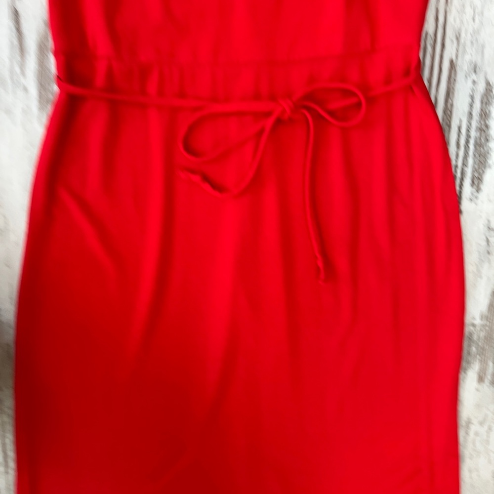 Ann Taylor Red Cap Sleeve Tie-Waist Sheath Dress Petite 2P - Picture 3 of 12